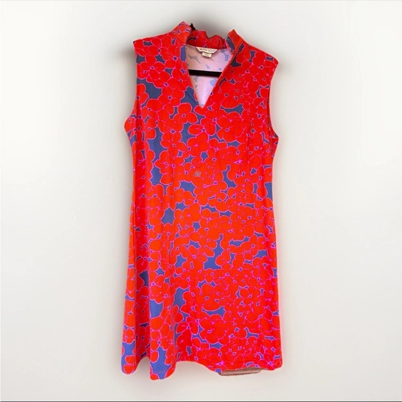 MAHI GOLD Dresses & Skirts - MAHI GOLD Vibrant Red & Blue Sleeveless Sheath Mini Dress Size M Preppy